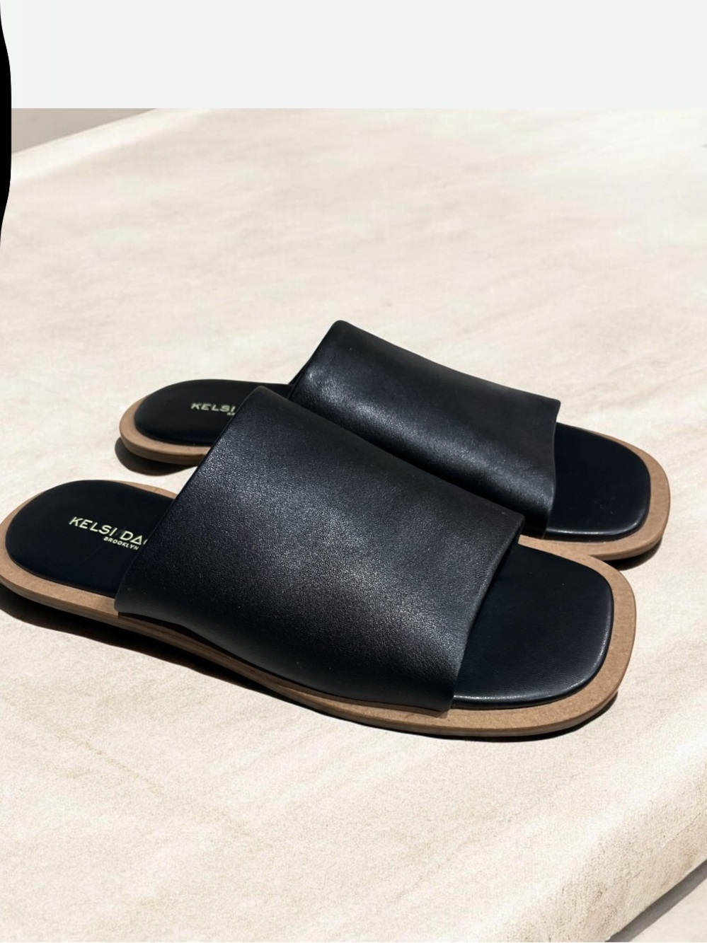 Kelsi Dagger Brooklyn Benny Black Leather Slide Sandals Size 7